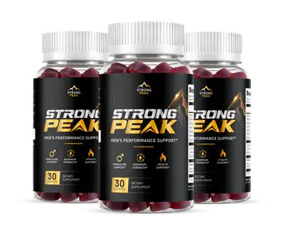 Three bottles of Strong Peak men's performance support gummies