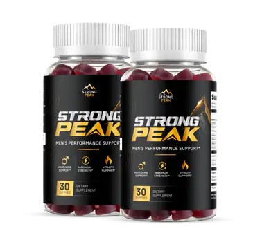 Two bottles of Strong Peak men's performance support gummies